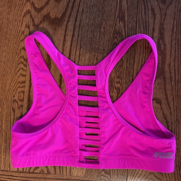 Victoria Secret PINK Ultimate Unlined sports bra cage straps front back pink L - Picture 3 of 8